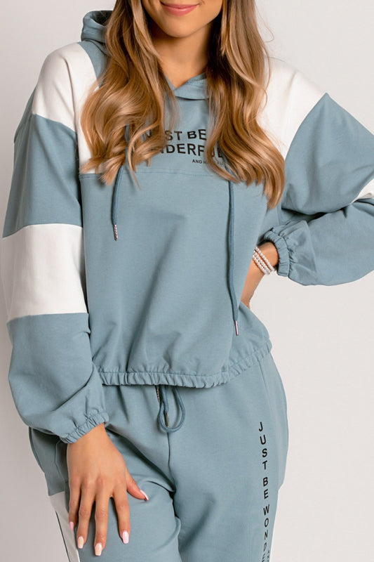 Sports sweater with hood and print Sorrento, blue