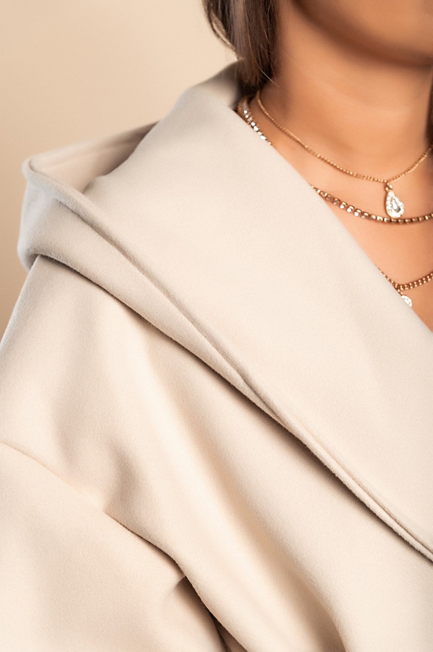 Elegant coat with hood, beige